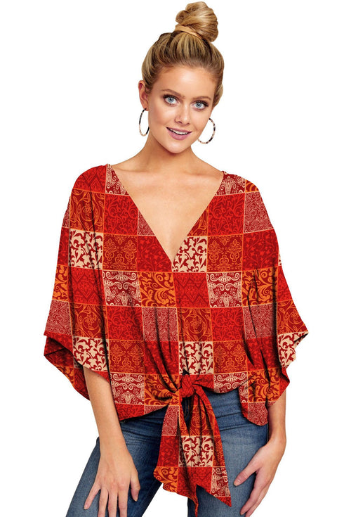 Women's Leopard Print Floral Tie Front Shirt